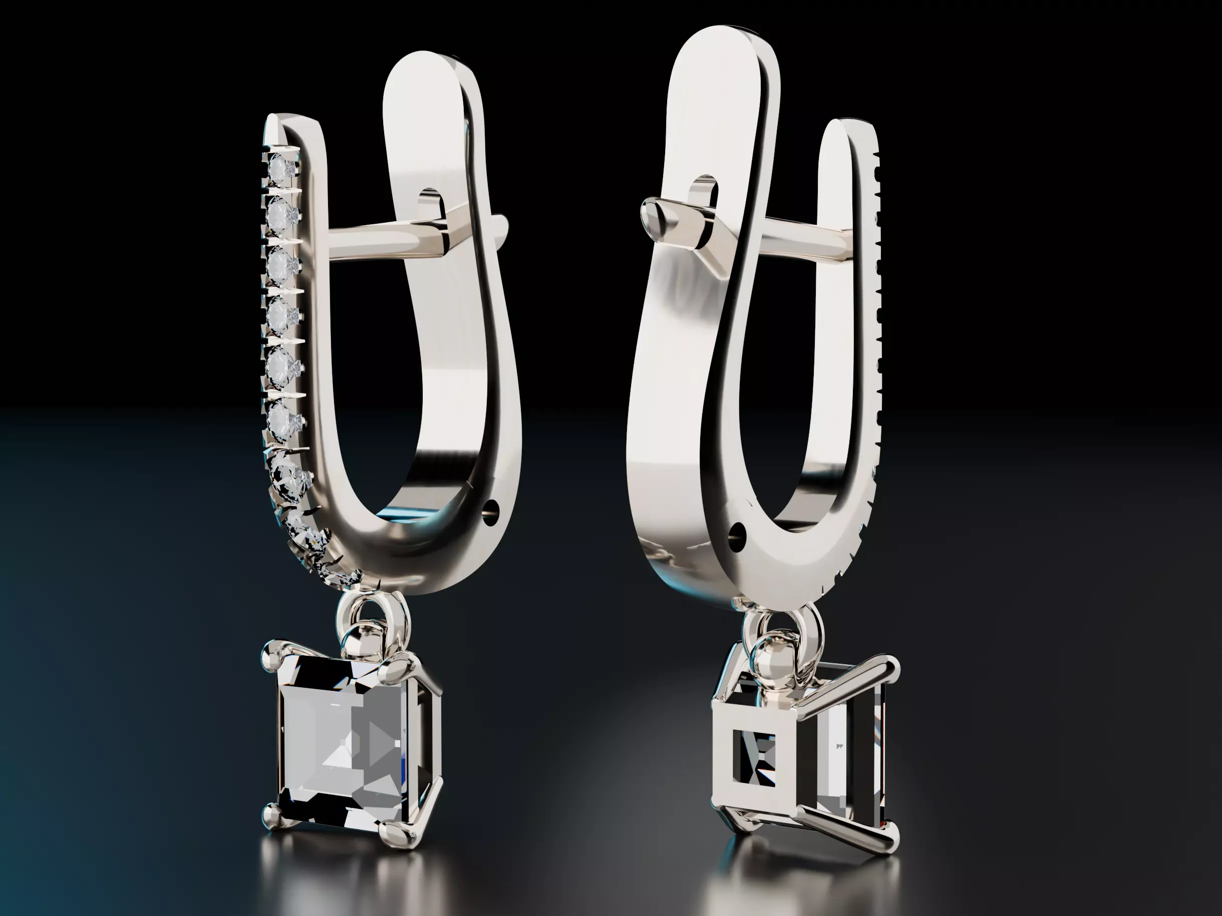 Earrings squares 3D print model