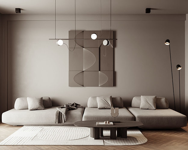 Minimalist Apartment Hall Scene Low-poly 3D model