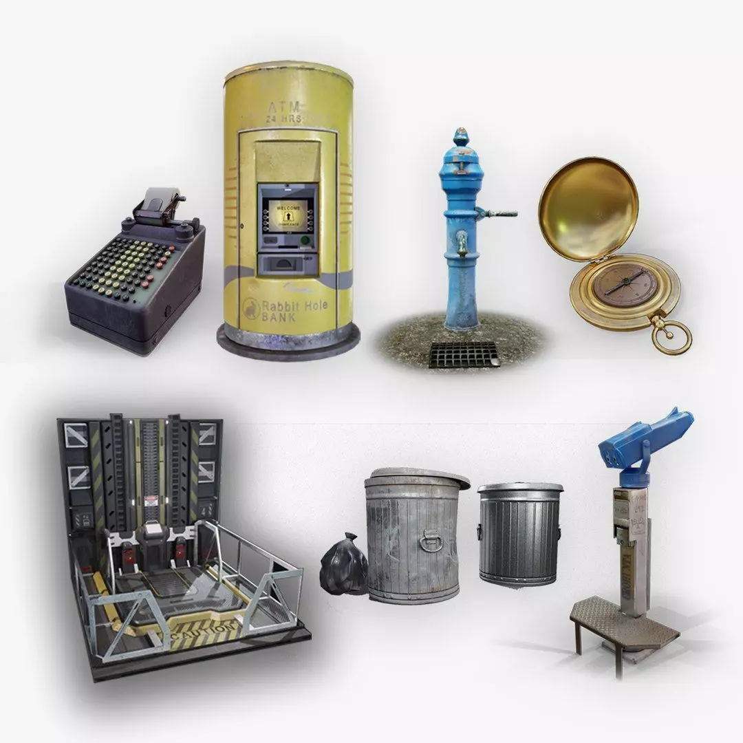 Mega Prop Pack in Realistic and Sci-Fi Style Low-poly 3D model_0