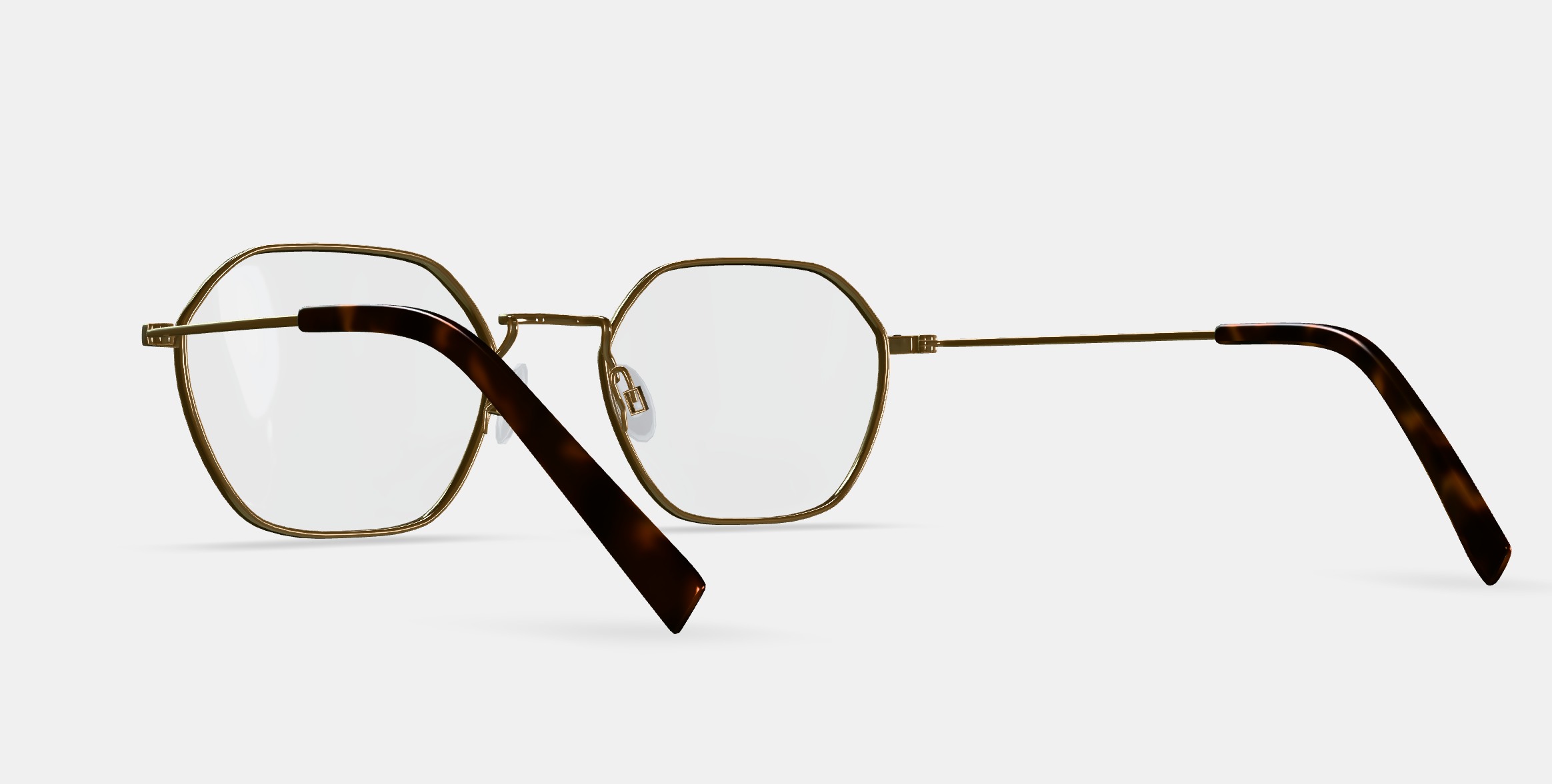 Keiko Eyeglasses in Polished Gold 3D model_2