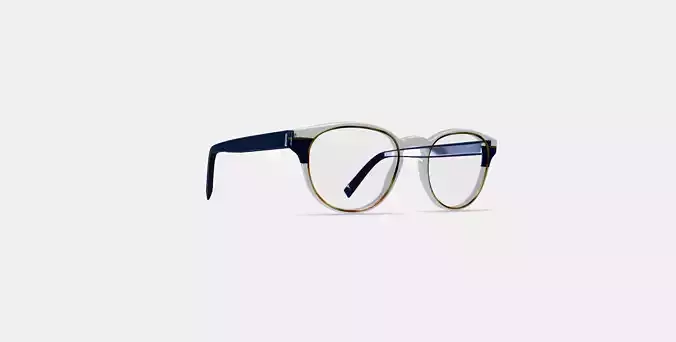Percey Eyeglasses in Crystal with Oak Barrel and Blue Bay
