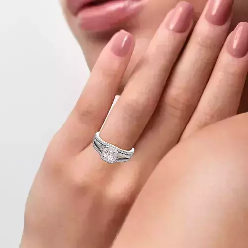 halo engagement ring set 