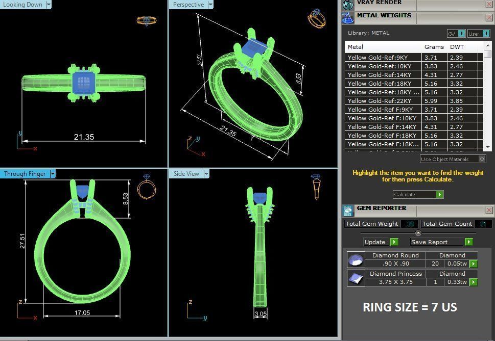 princess cut solitaire engagement ring   3D print model_1