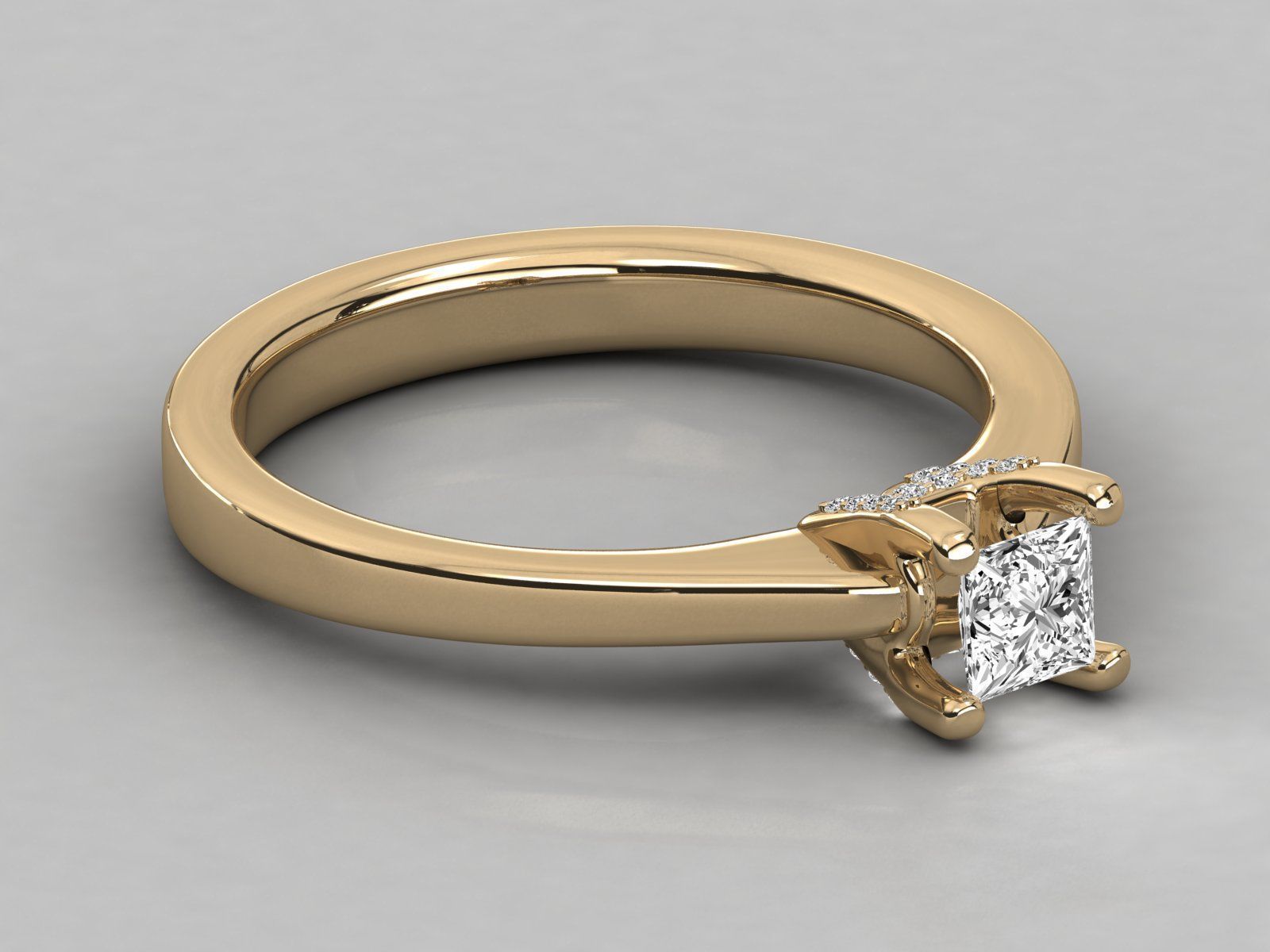 princess cut solitaire engagement ring   3D print model_16