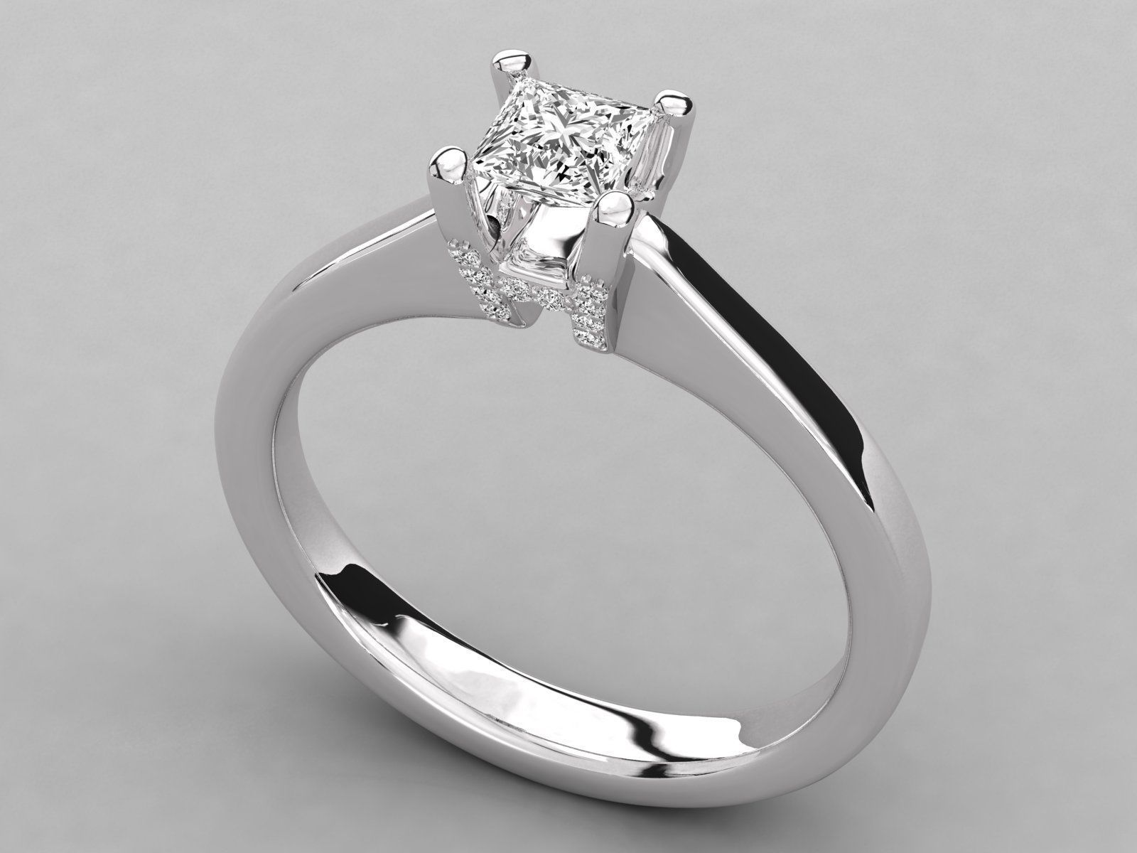 princess cut solitaire engagement ring   3D print model_12