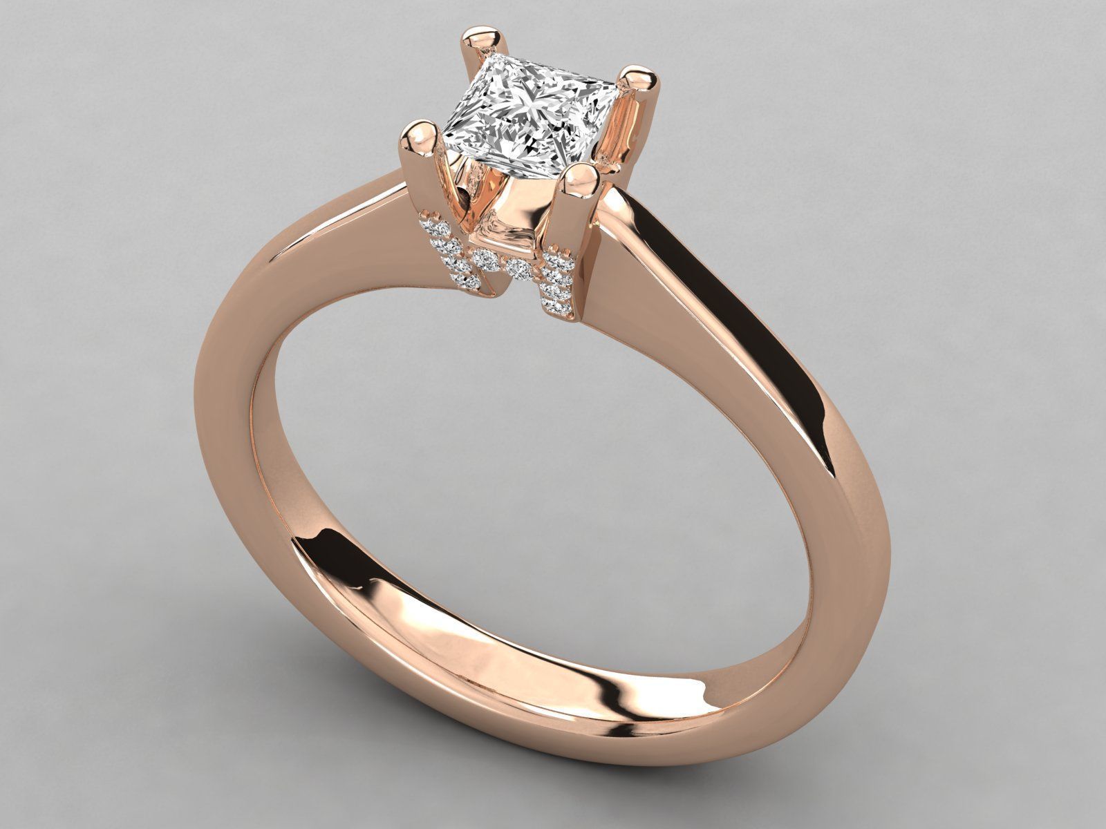 princess cut solitaire engagement ring   3D print model_6