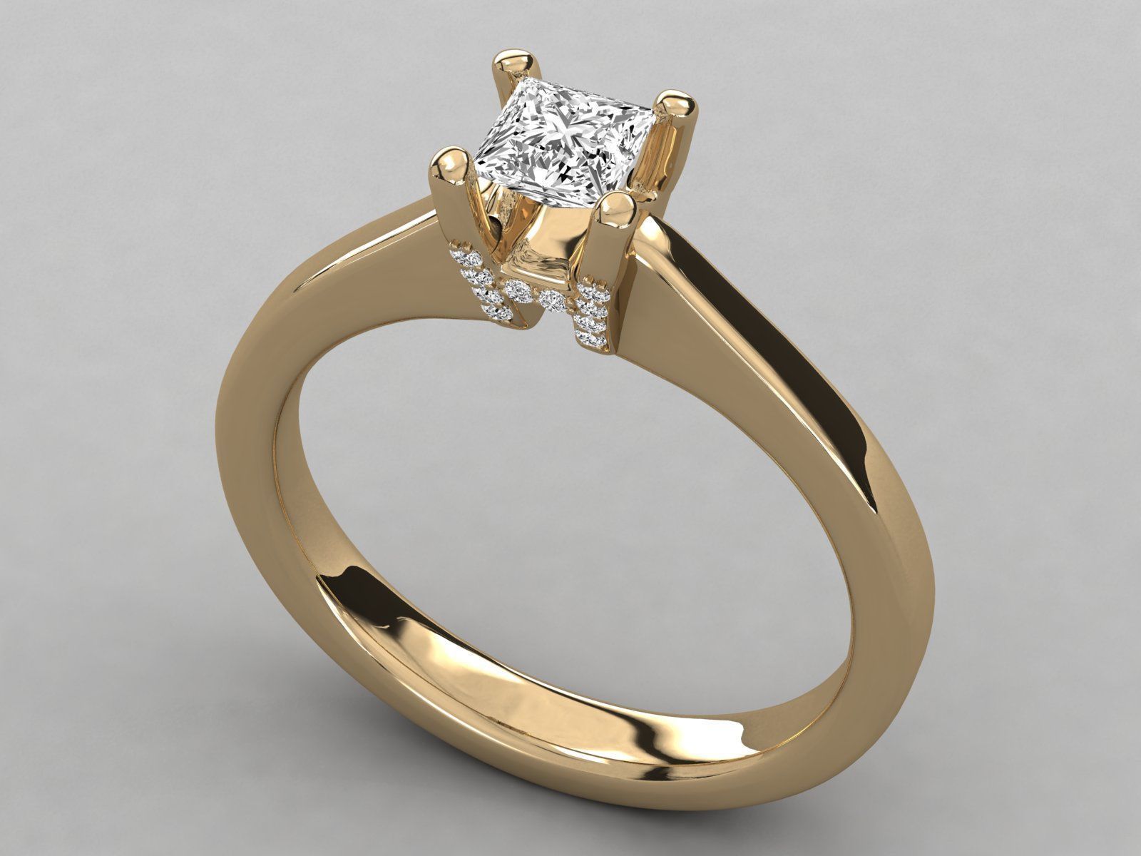 princess cut solitaire engagement ring   3D print model_18