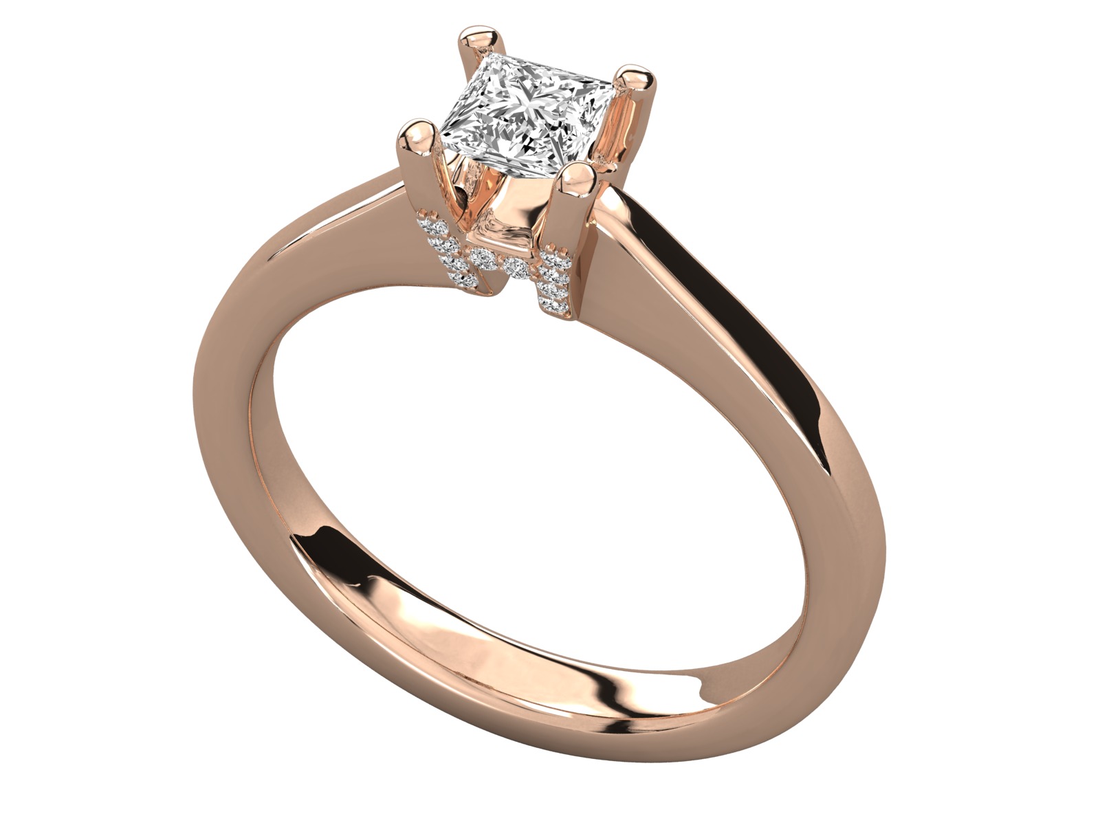 princess cut solitaire engagement ring   3D print model_7