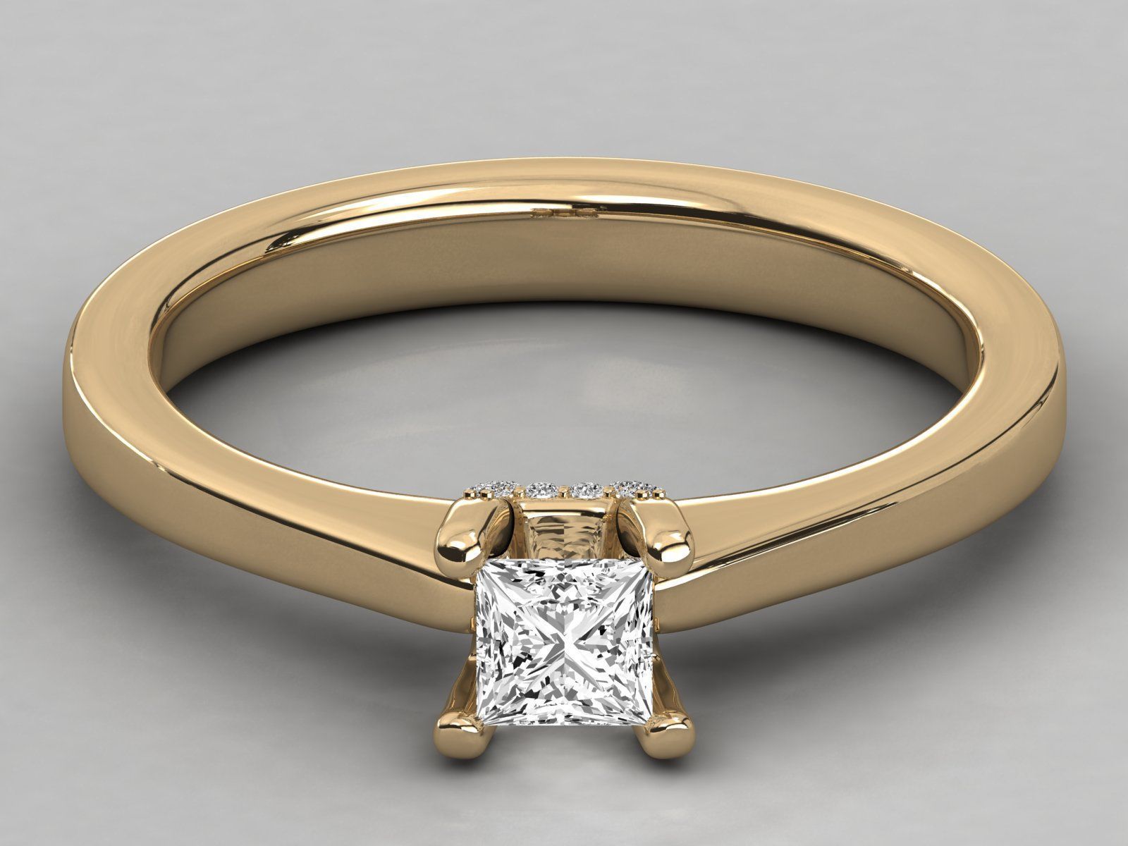 princess cut solitaire engagement ring   3D print model_3
