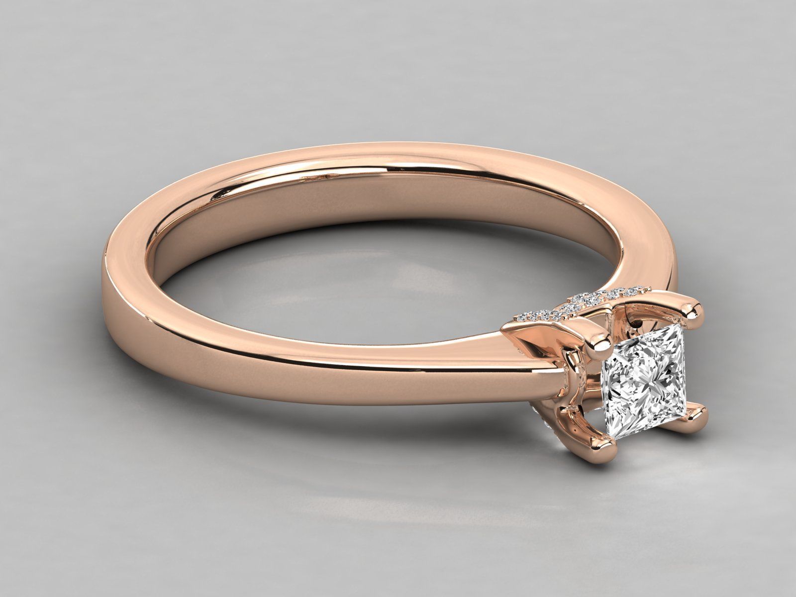 princess cut solitaire engagement ring   3D print model_4