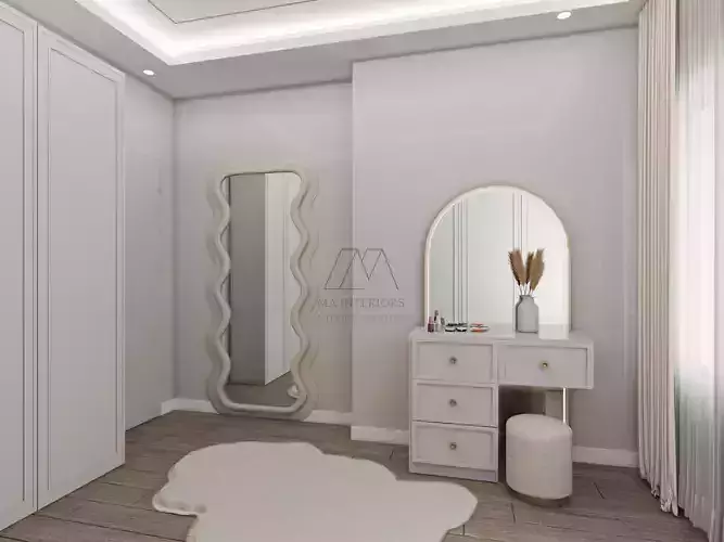 white dressing room and vray