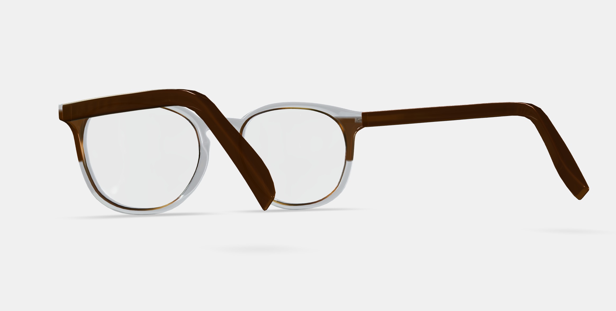 Carlton Eyeglasses in Nimbus Crystal with Cacao and Oak Barrel 3D model_3