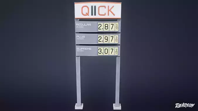 SHOPPING AND GROCERY - Gas Station Sign 03 - LOW POLY