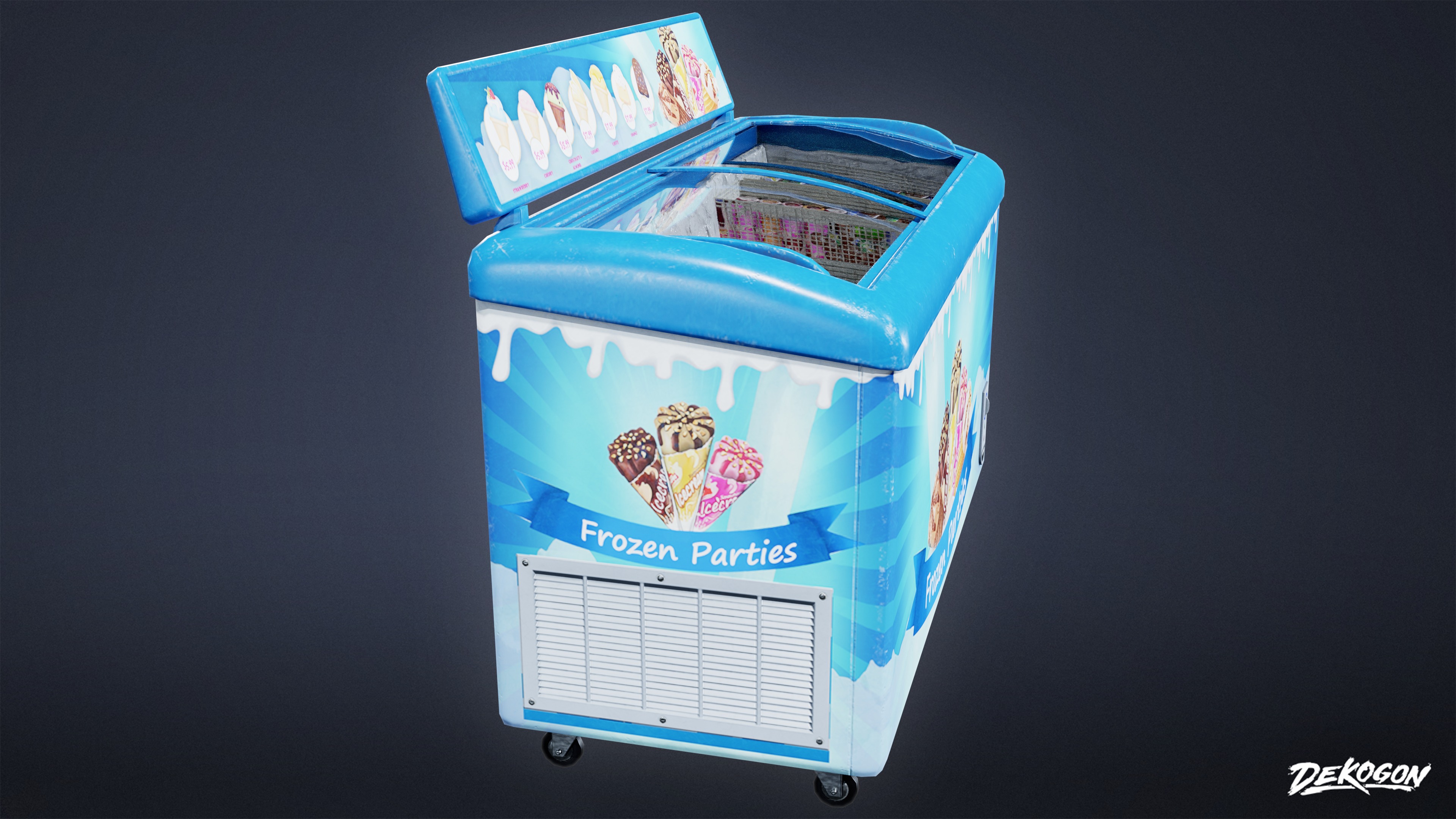 SHOPPING AND GROCERY - Ice Cream Cooler 01 - LOW POLY Low-poly 3D model_2