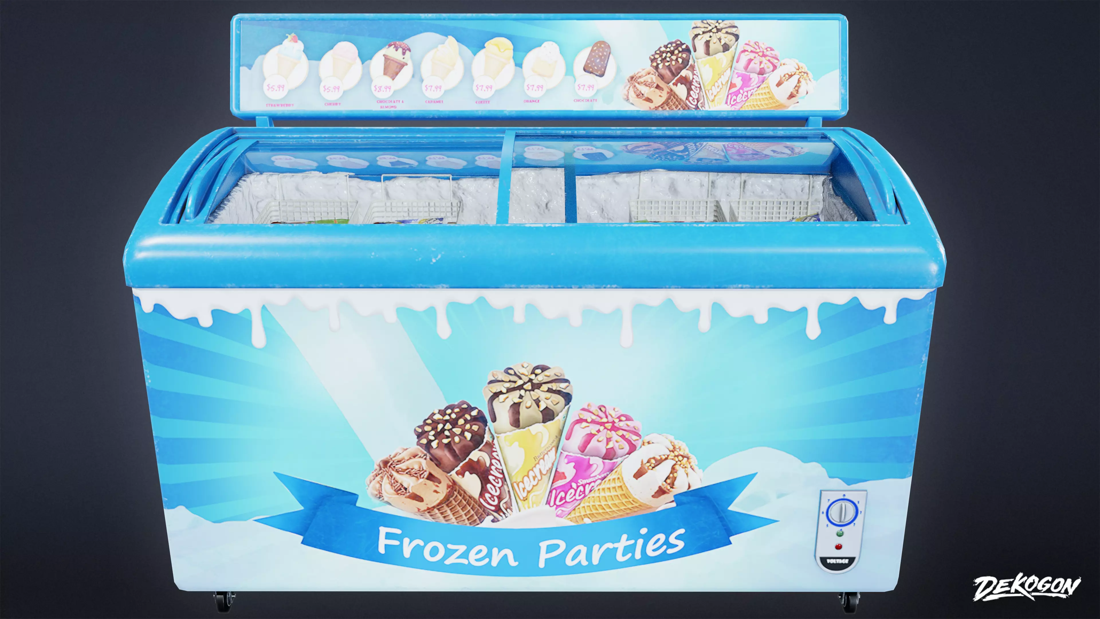 SHOPPING AND GROCERY - Ice Cream Cooler 01 - LOW POLY Low-poly 3D model_0