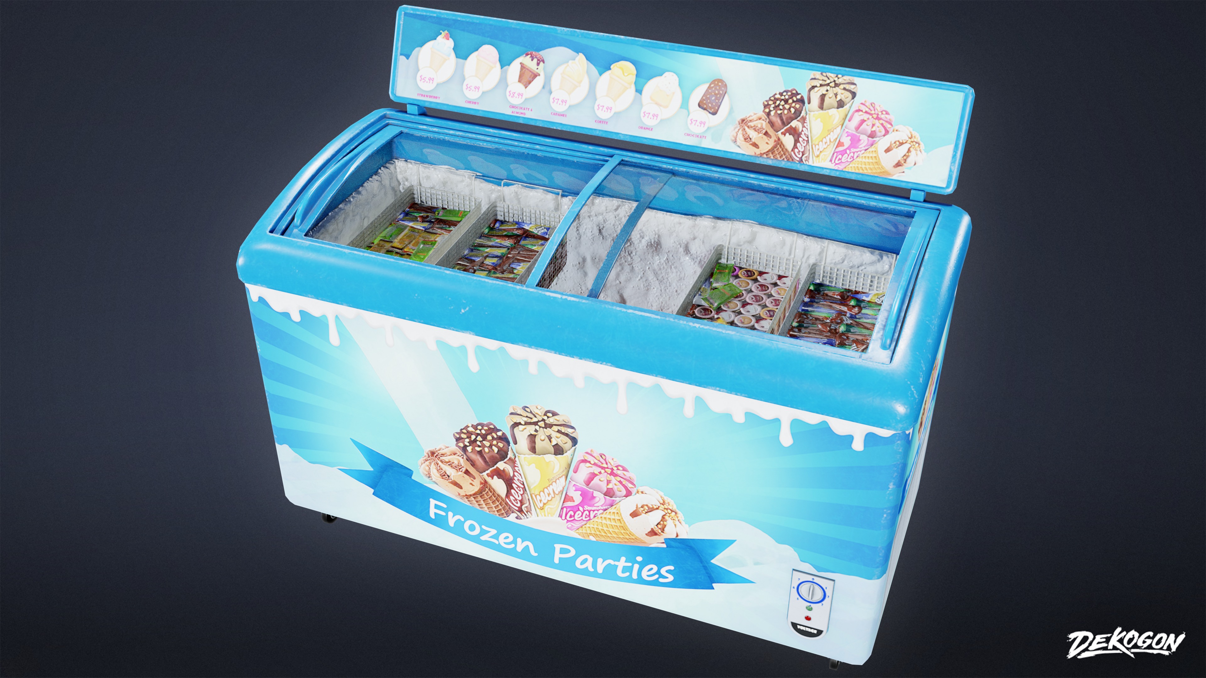 SHOPPING AND GROCERY - Ice Cream Cooler 01 - LOW POLY Low-poly 3D model_4