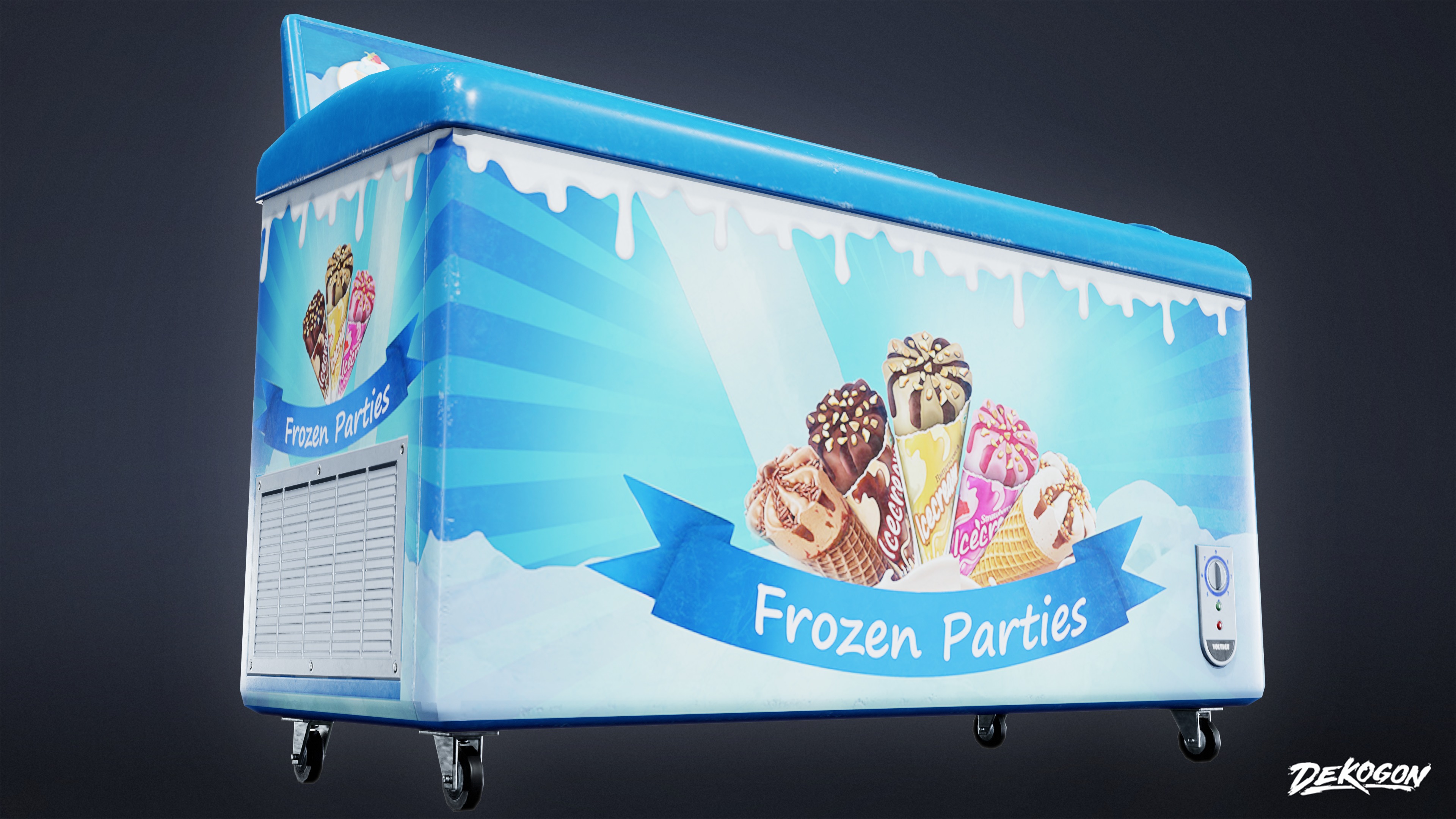 SHOPPING AND GROCERY - Ice Cream Cooler 01 - LOW POLY Low-poly 3D model_5
