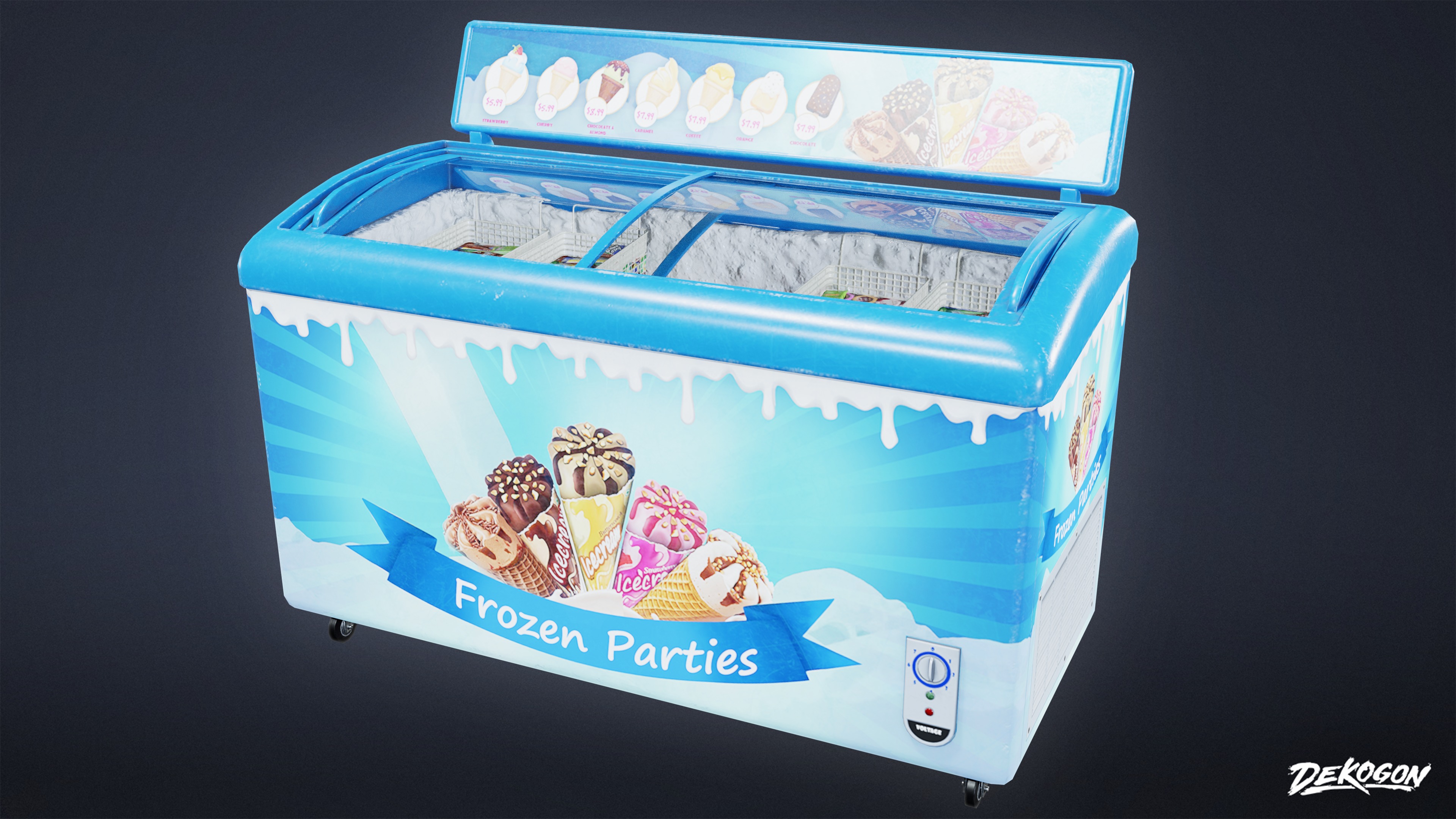 SHOPPING AND GROCERY - Ice Cream Cooler 01 - LOW POLY Low-poly 3D model_1