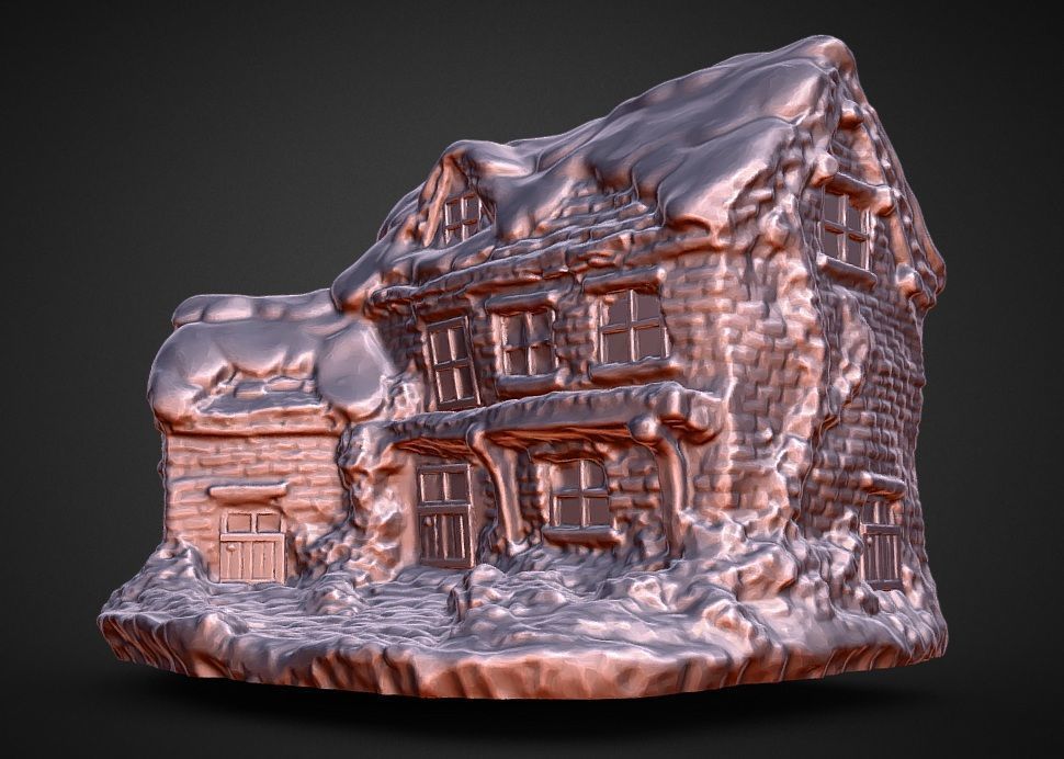 christmas village house  and fences 3D print model_3