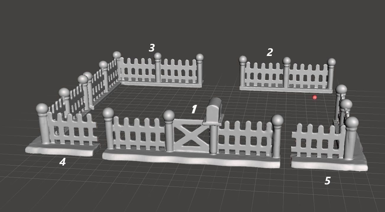 christmas village house  and fences 3D print model_8