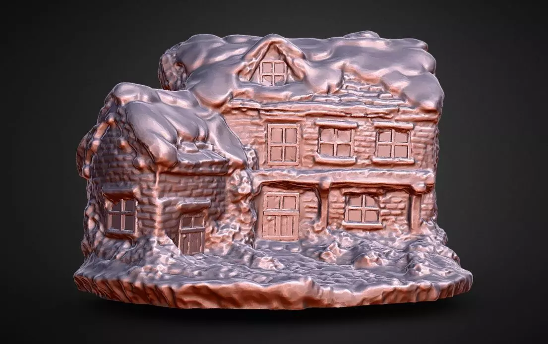 christmas village house  and fences 3D print model_0