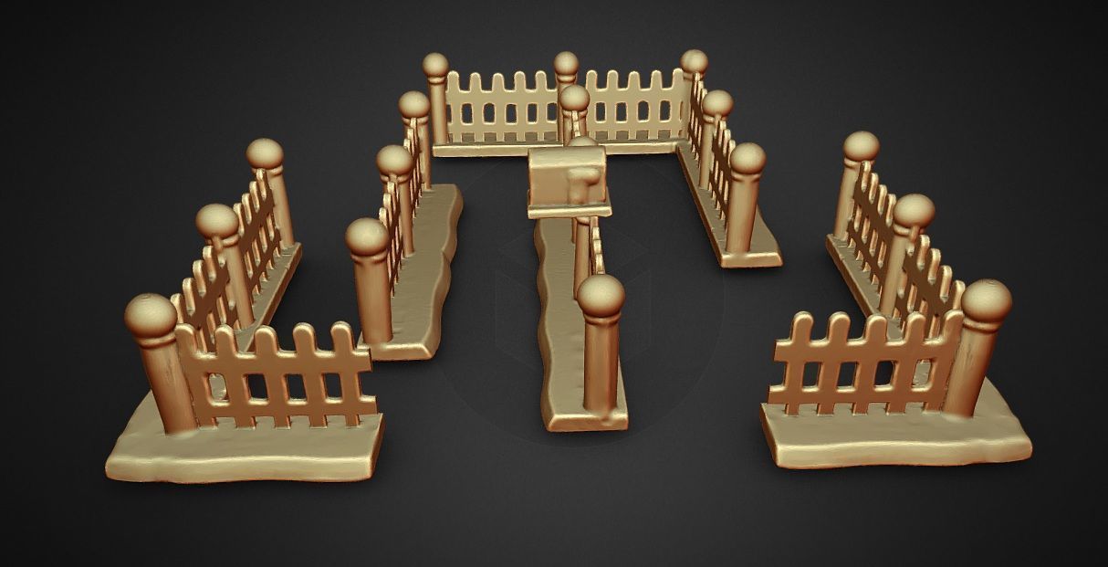 christmas village house  and fences 3D print model_6