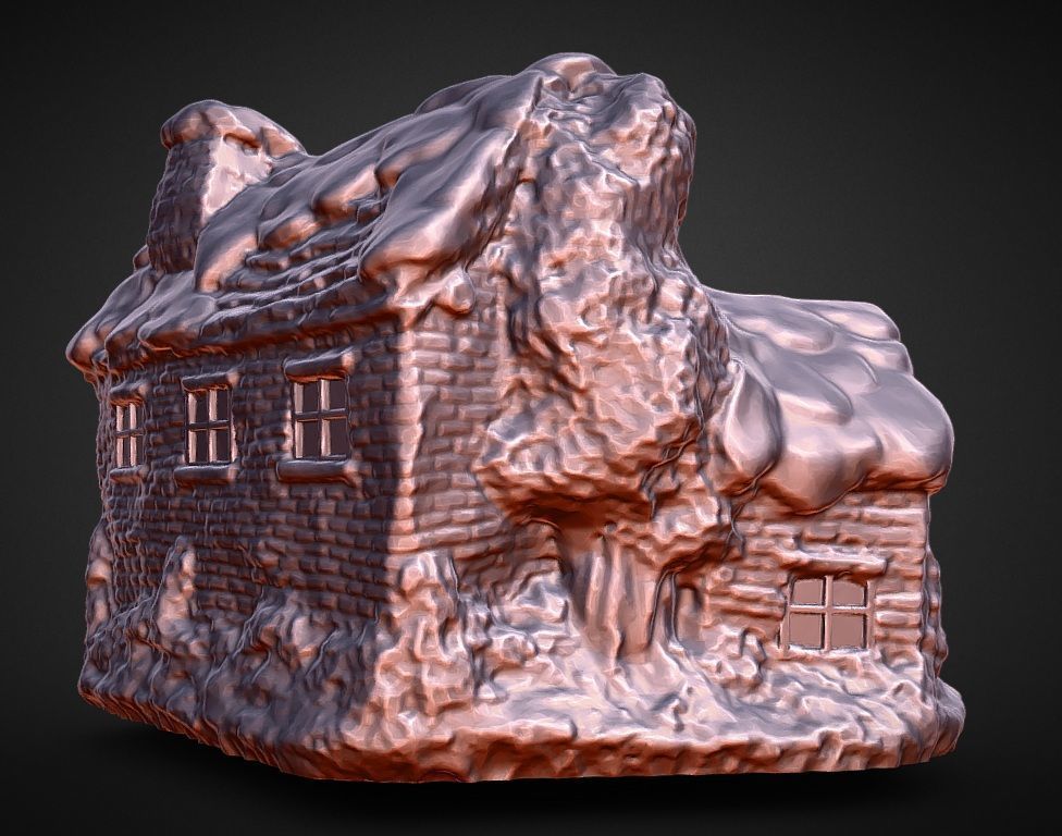 christmas village house  and fences 3D print model_2