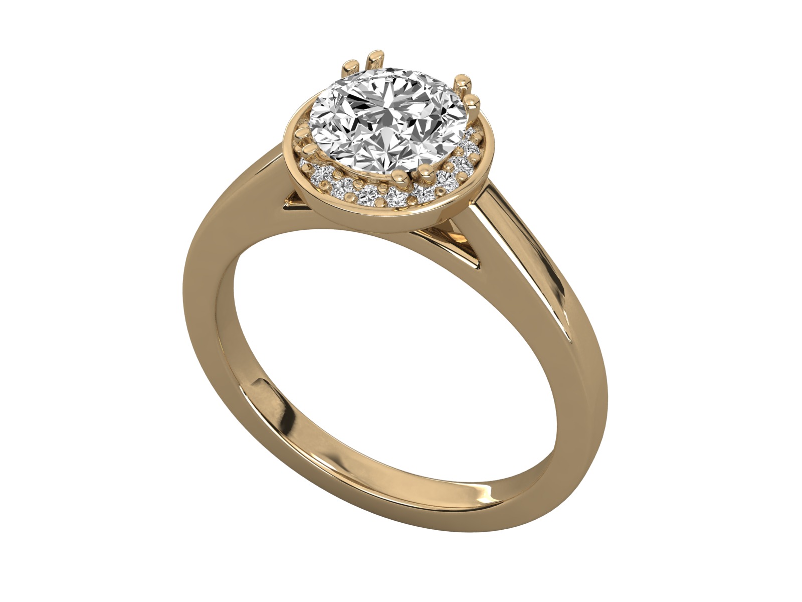 solitaire halo engagement ring 3D print model_9