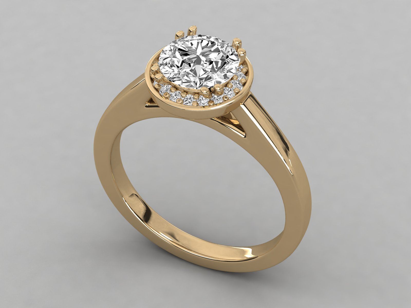 solitaire halo engagement ring 3D print model_10