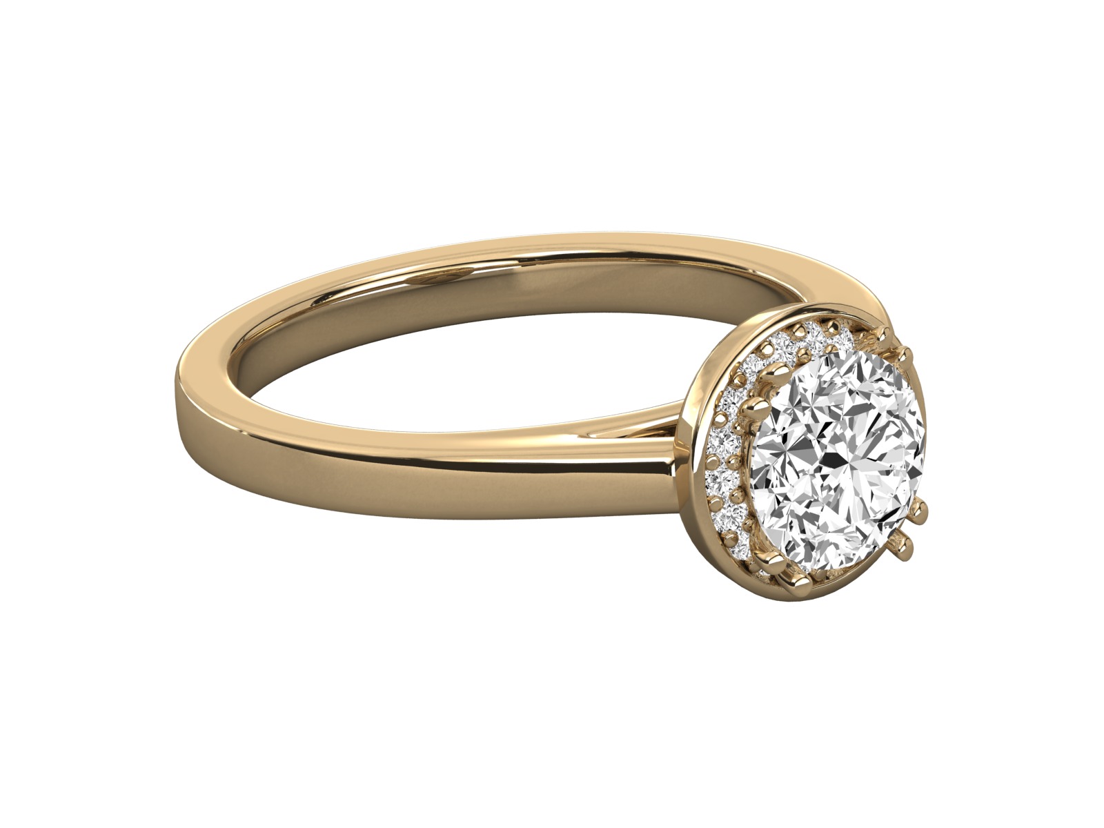 solitaire halo engagement ring 3D print model_7