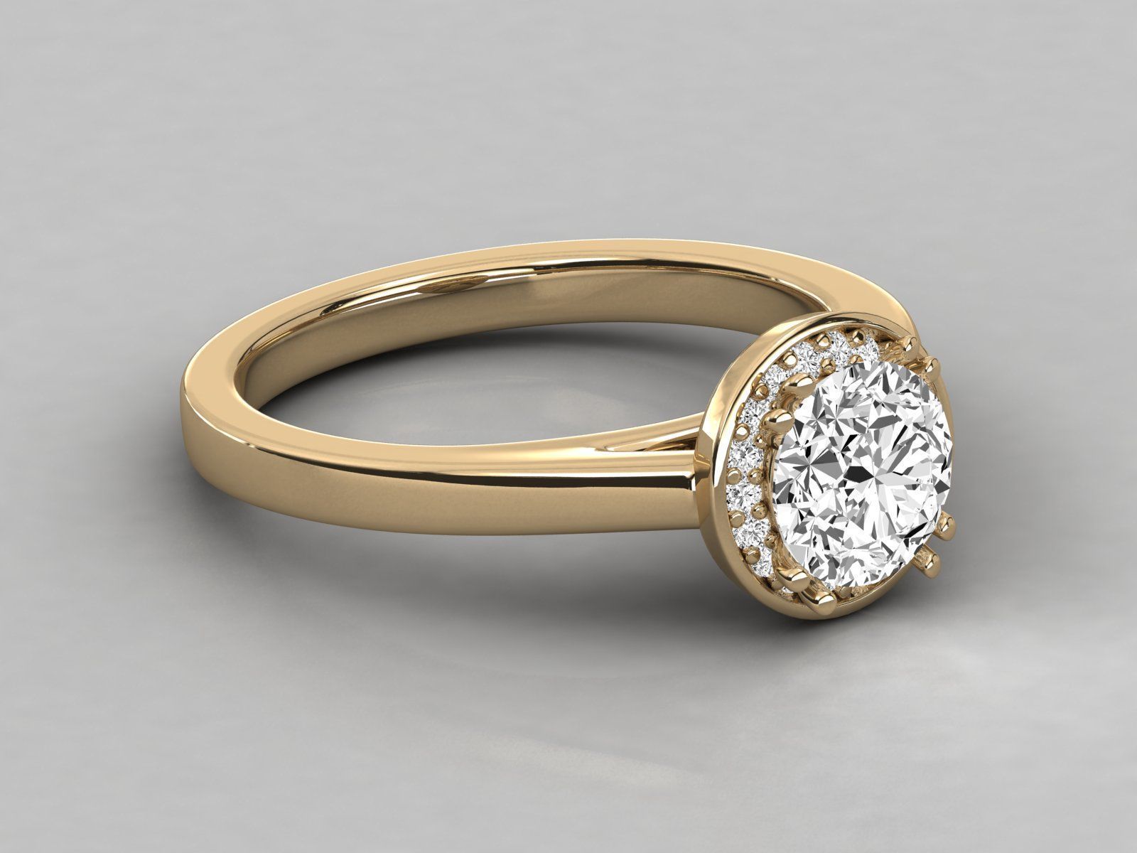 solitaire halo engagement ring 3D print model_8
