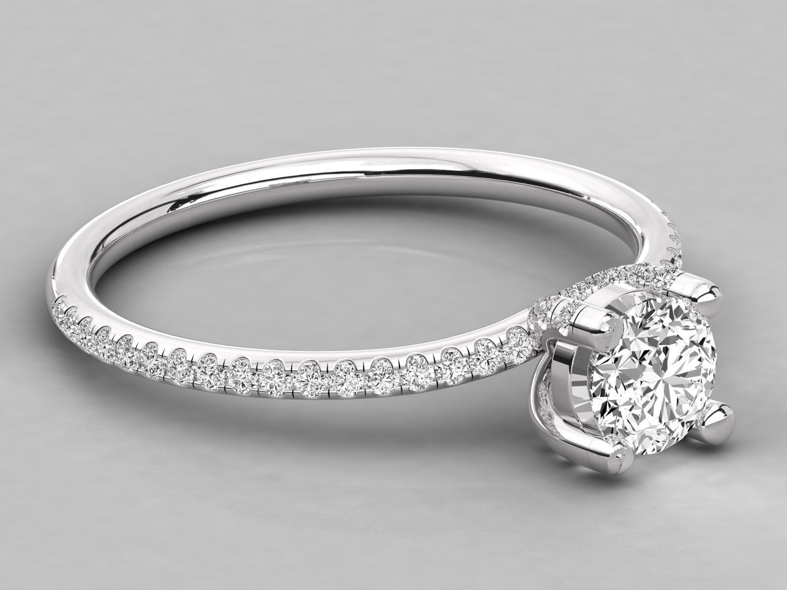 classic solitaire engagement ring  3D print model_3