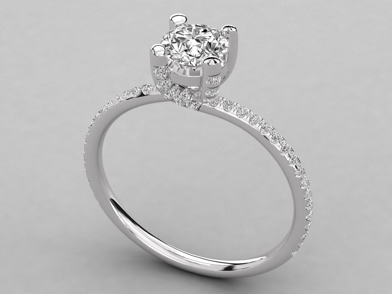 classic solitaire engagement ring  3D print model_4