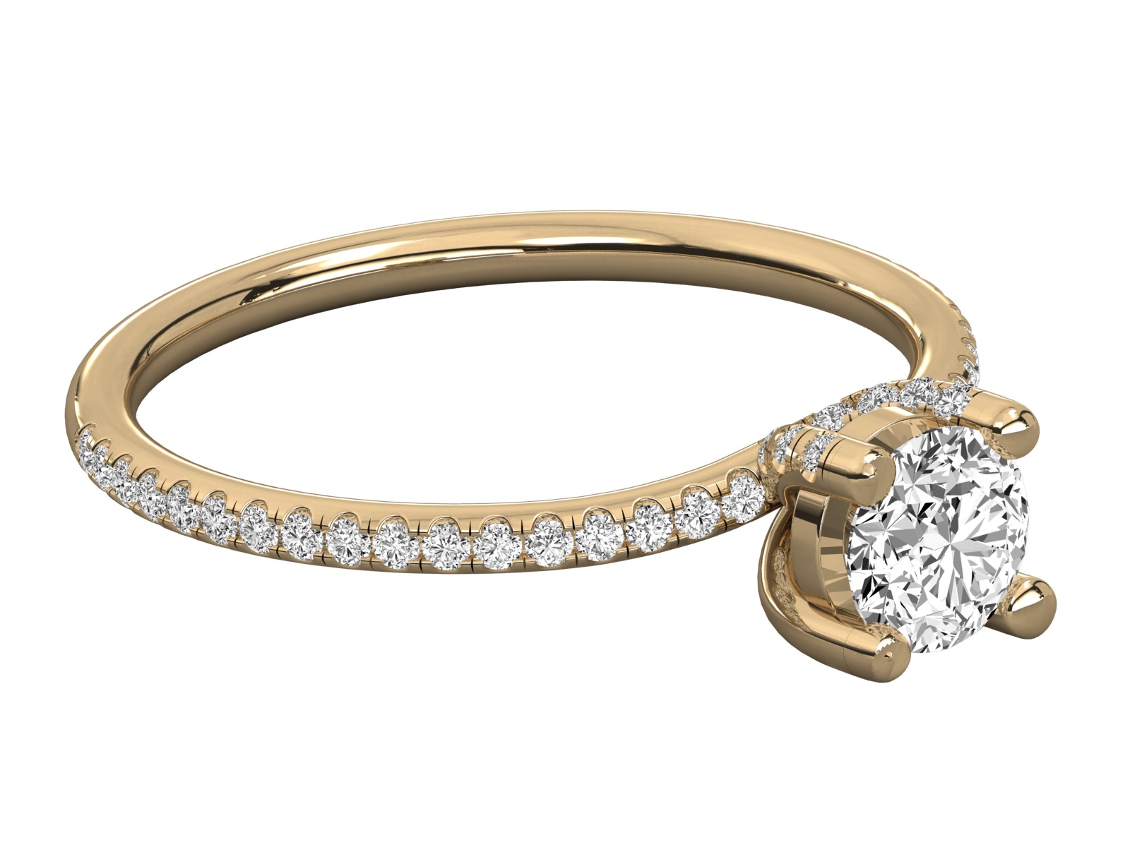 classic solitaire engagement ring  3D print model_7