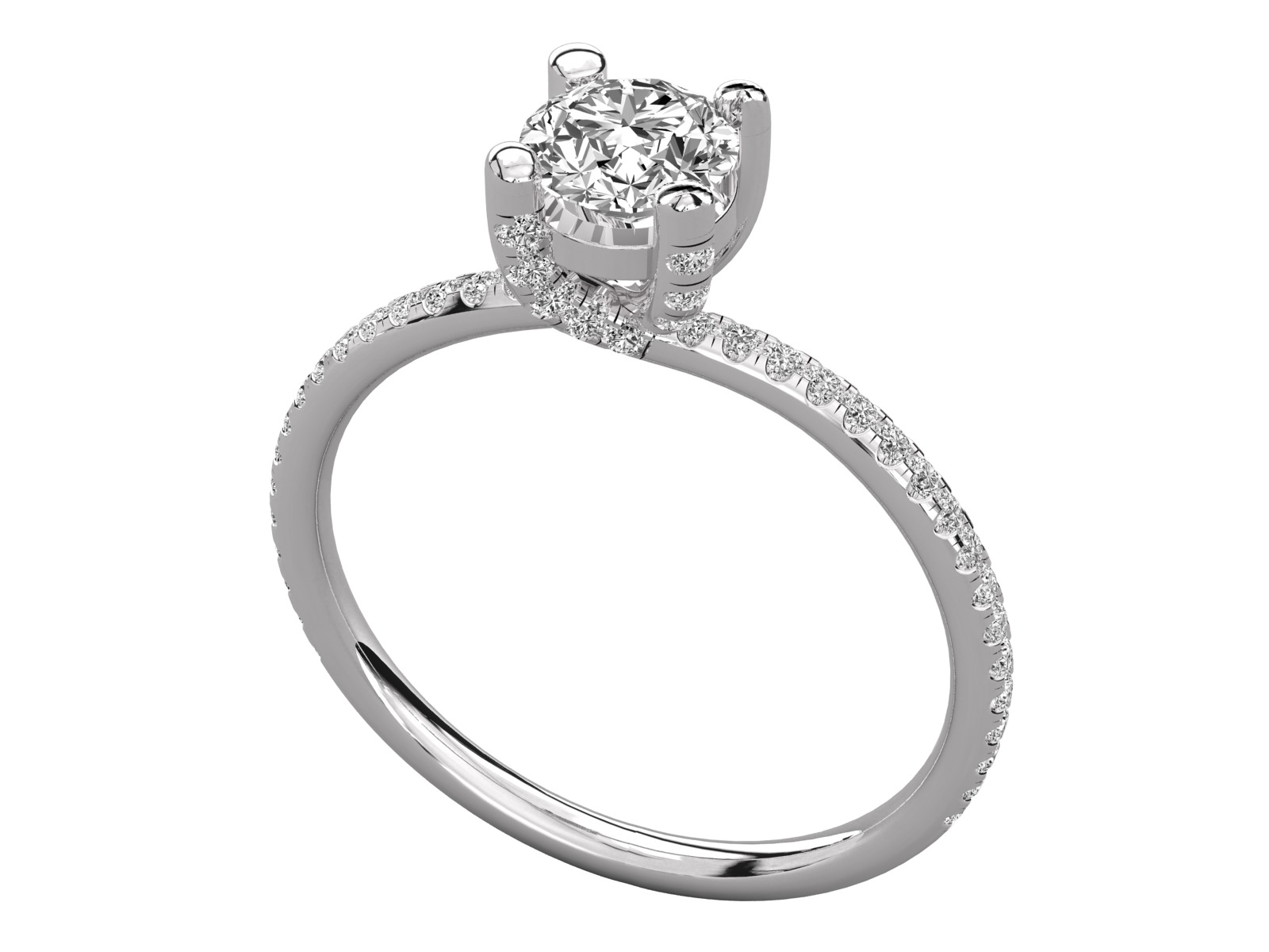 classic solitaire engagement ring  3D print model_2