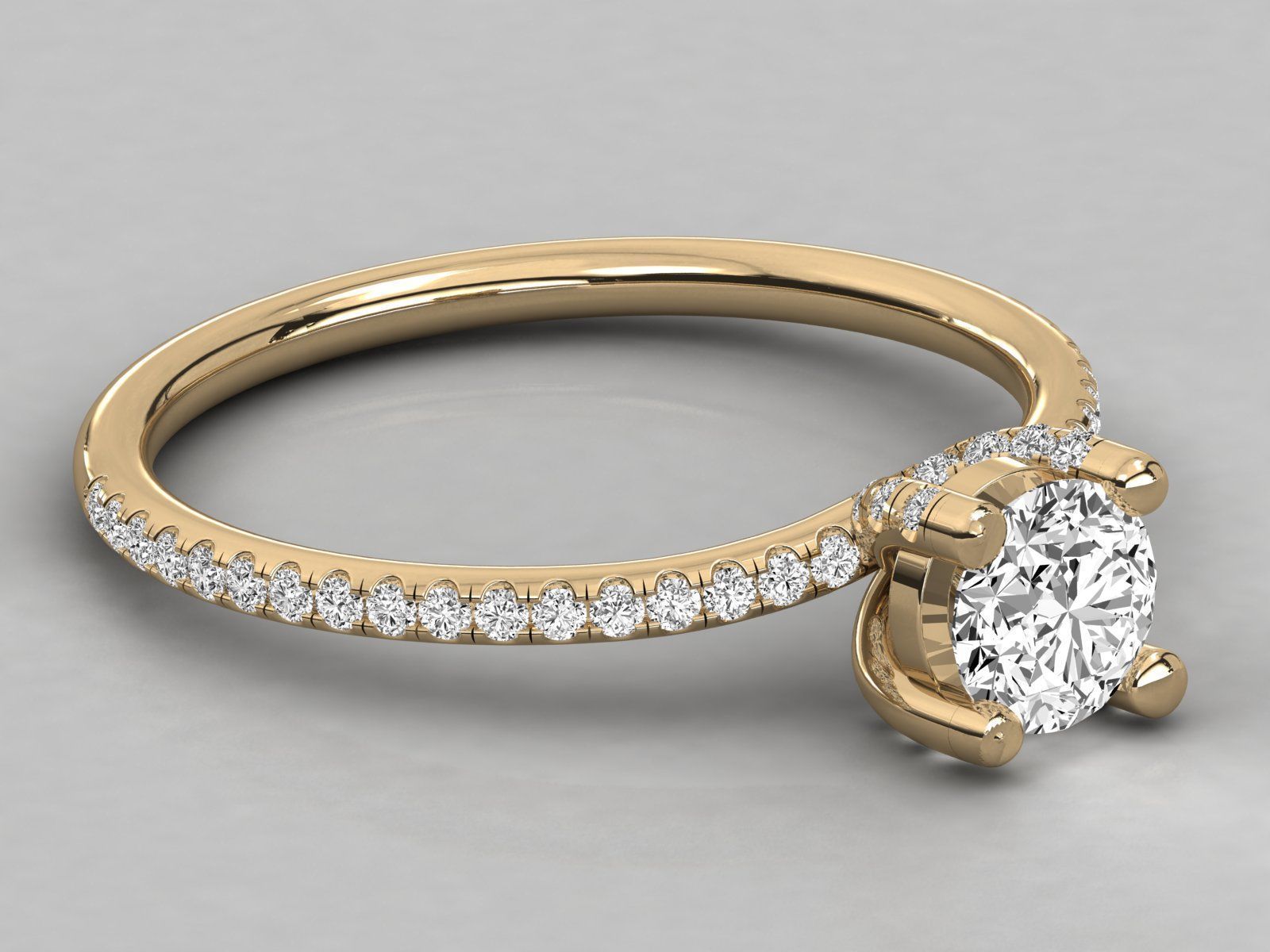 classic solitaire engagement ring  3D print model_8