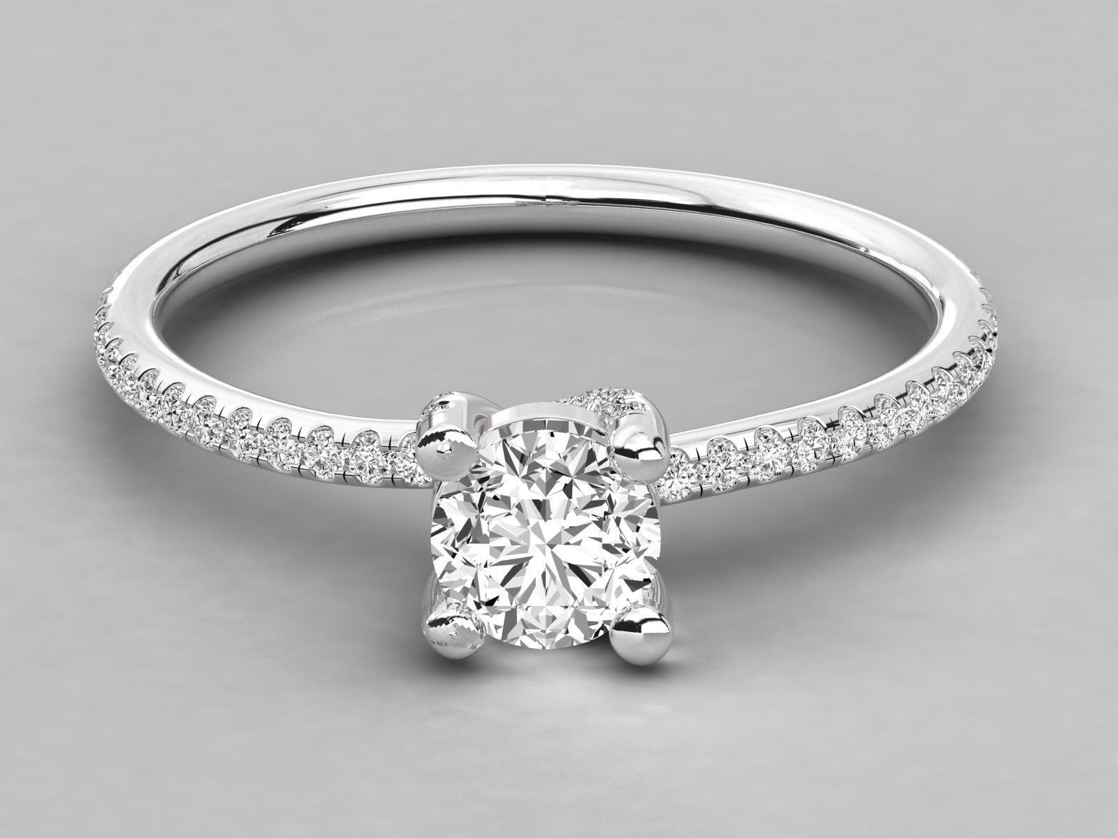 classic solitaire engagement ring  3D print model_6