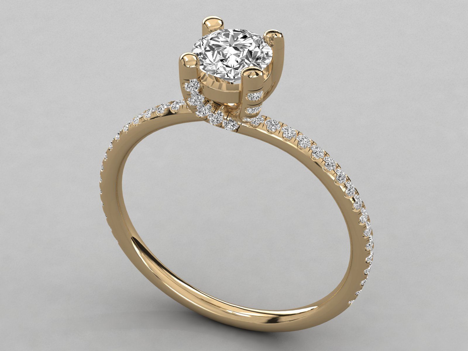 classic solitaire engagement ring  3D print model_10