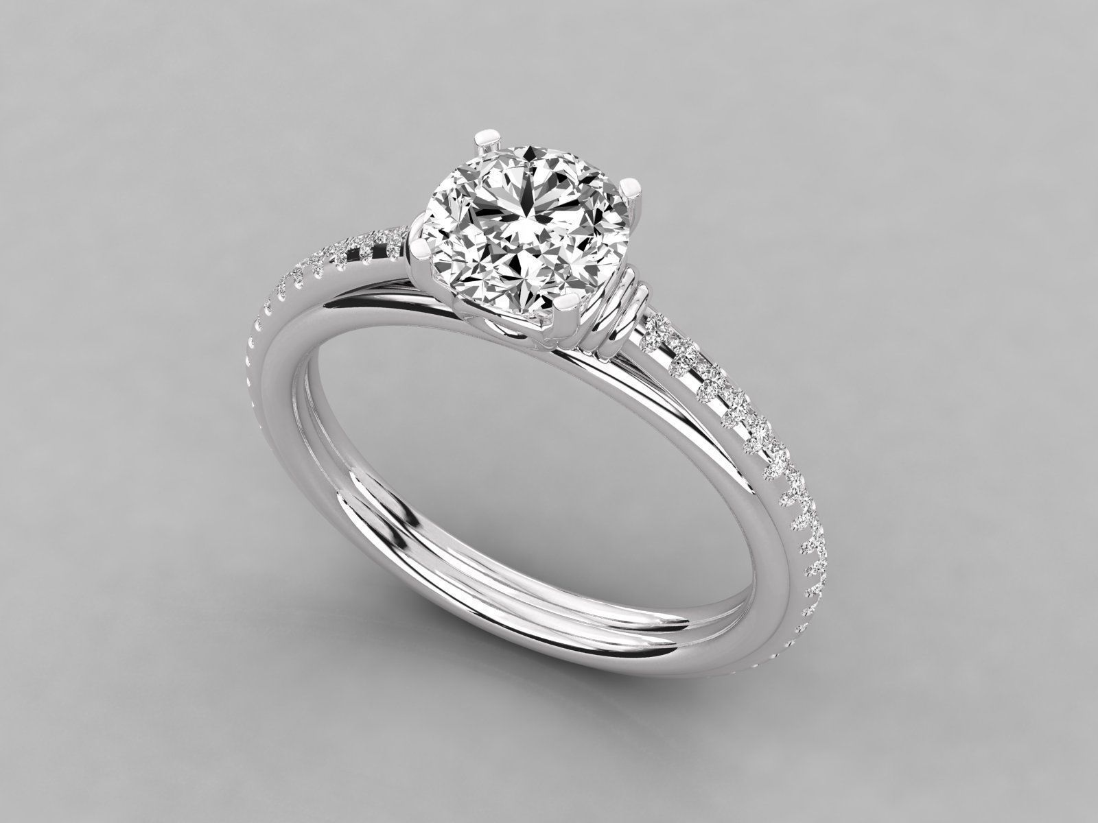 classic solitaire engagement ring   3D print model_4