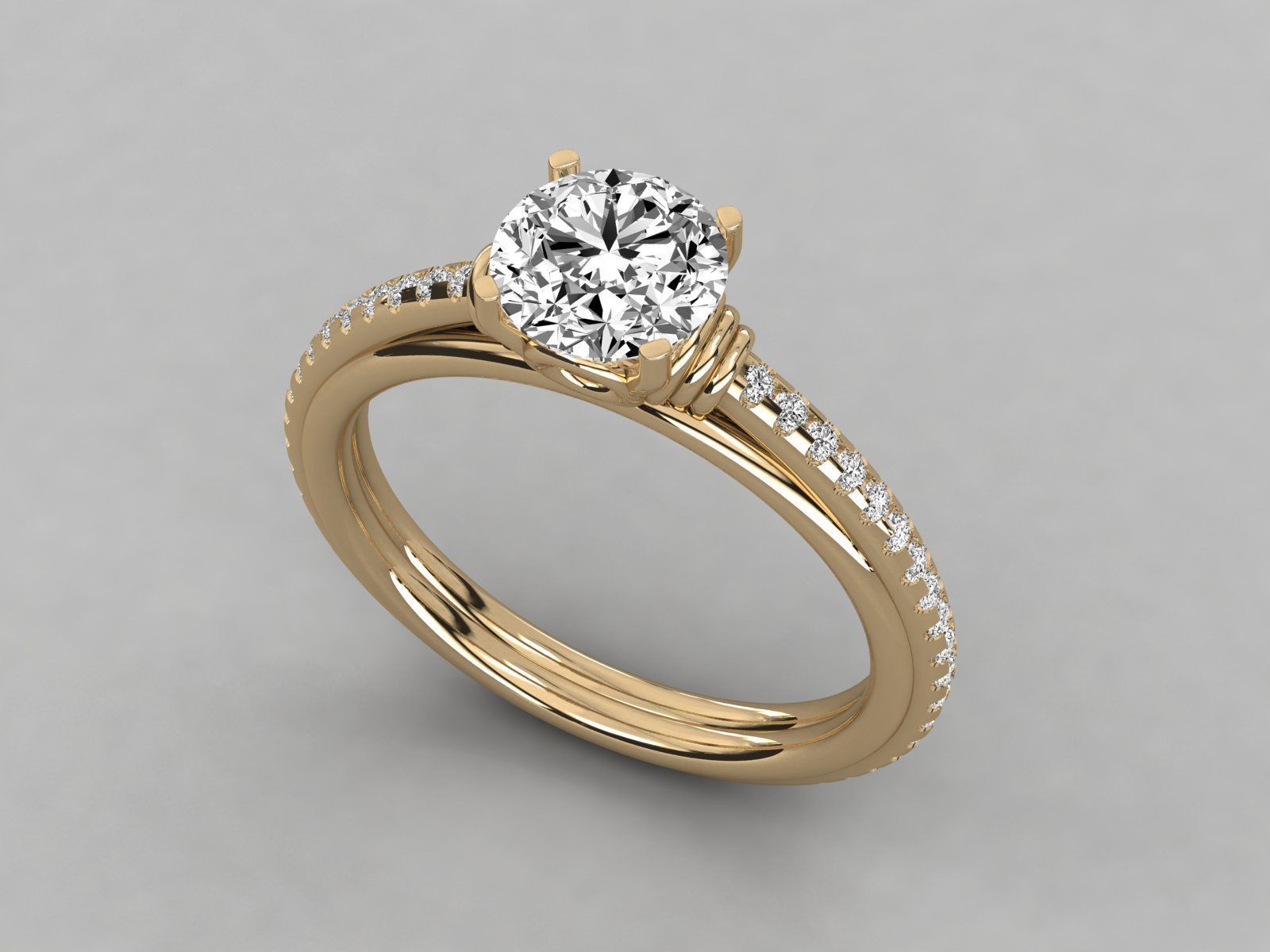 classic solitaire engagement ring   3D print model_10