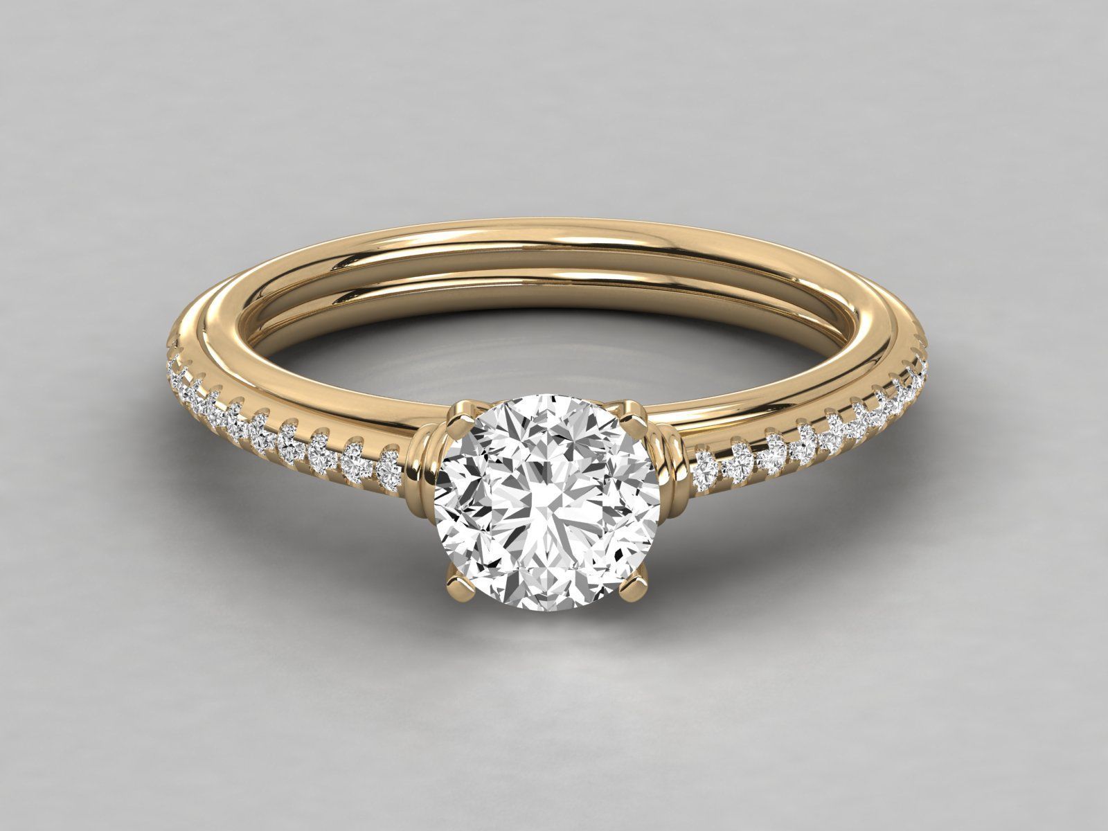 classic solitaire engagement ring   3D print model_12