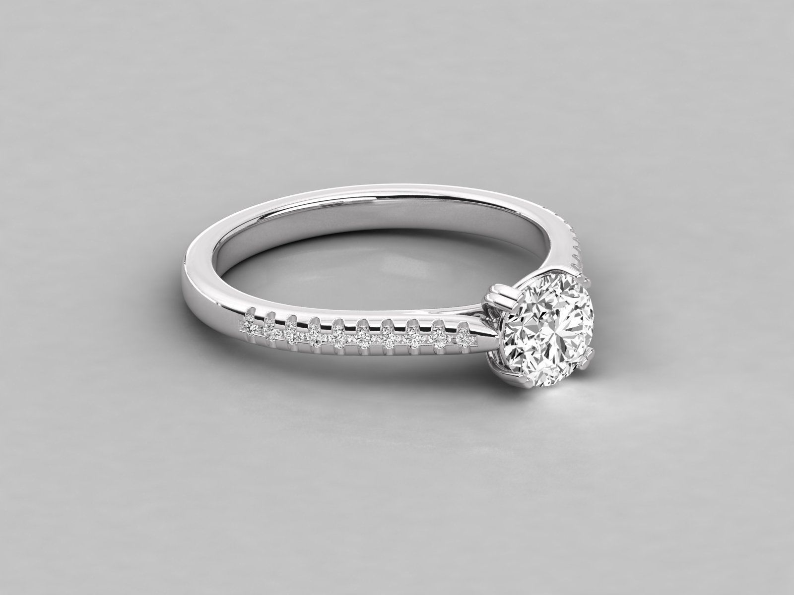 solitaire engagement ring  3D print model_3