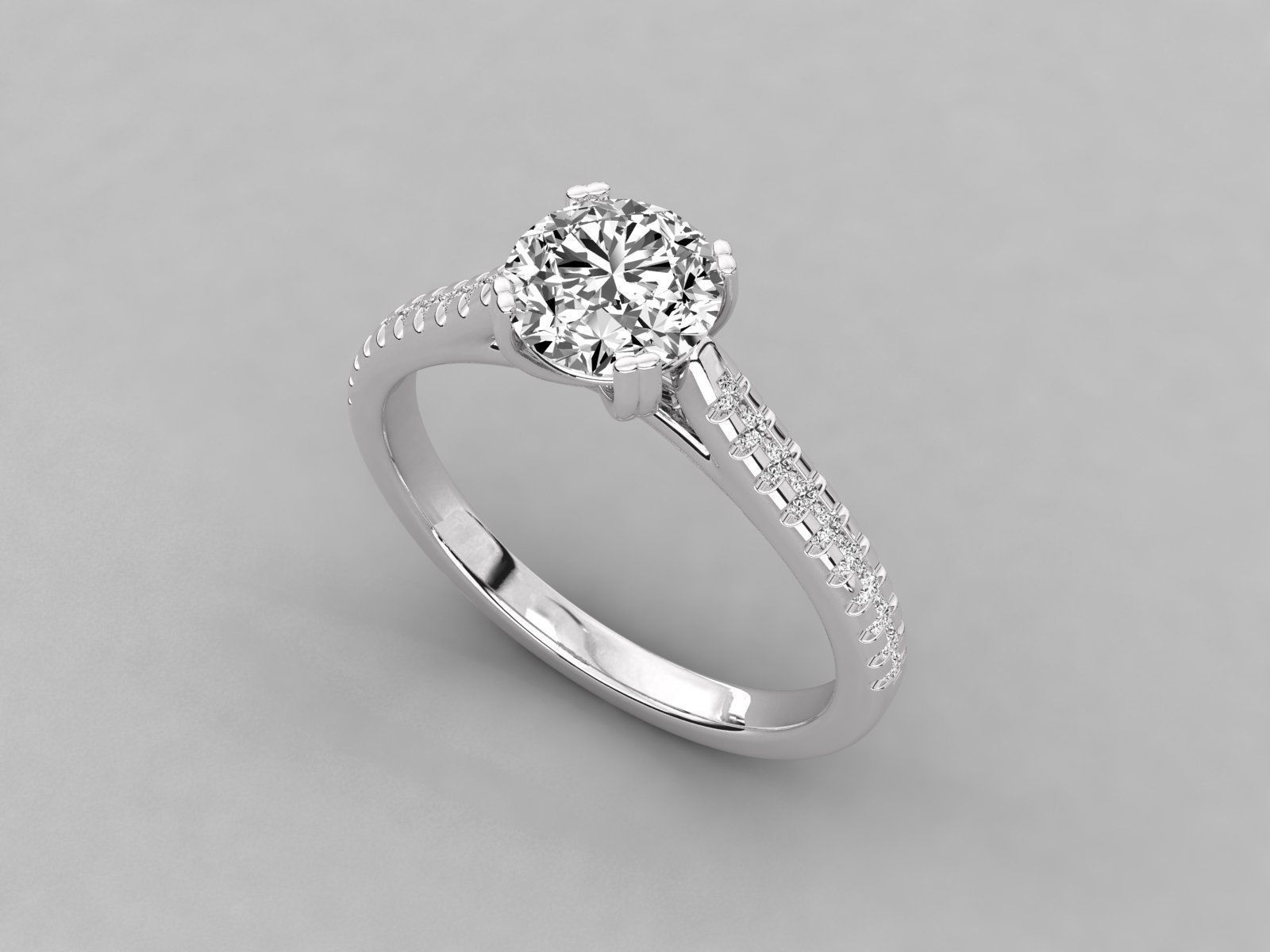 solitaire engagement ring  3D print model_4