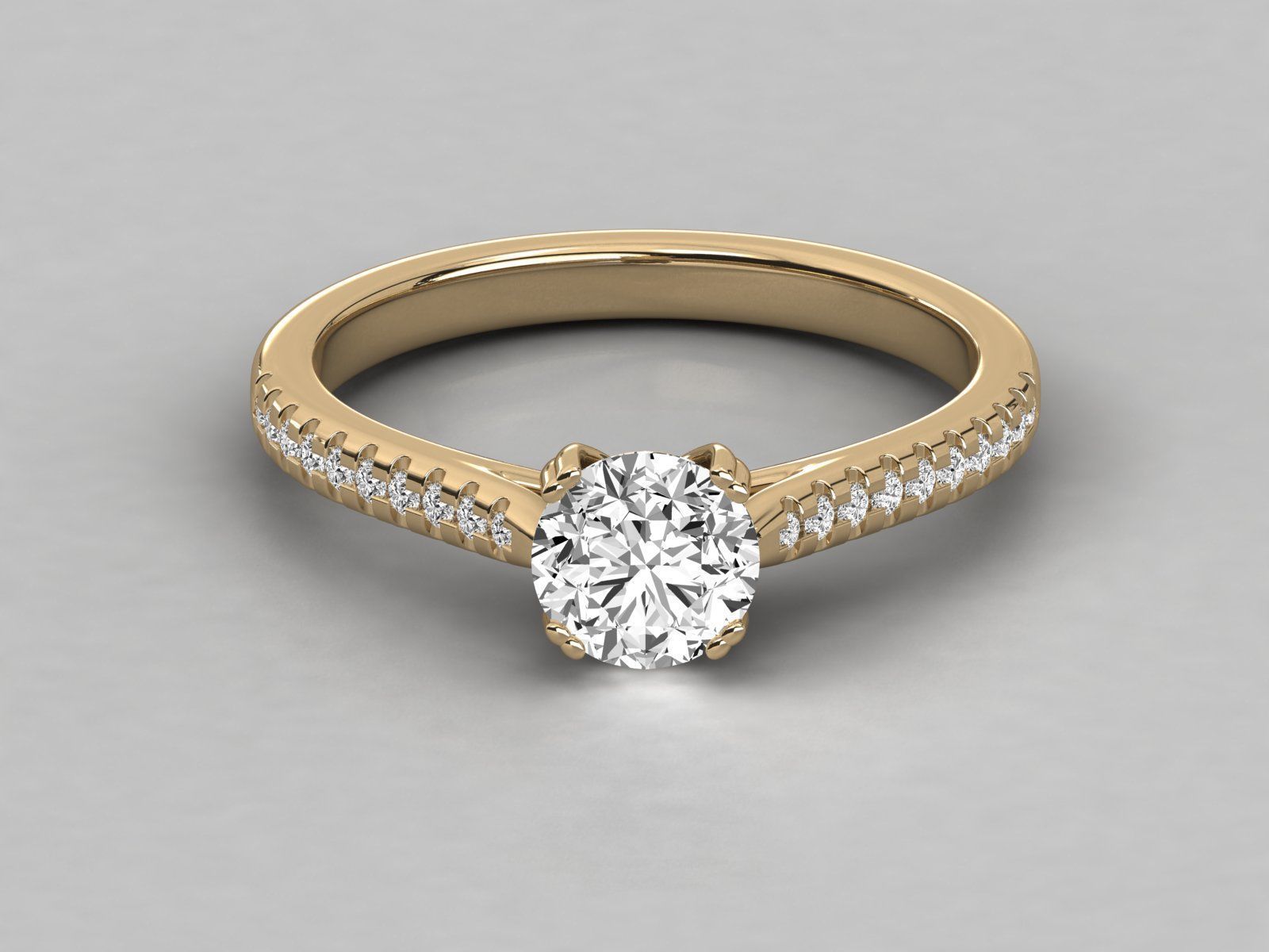 solitaire engagement ring  3D print model_12