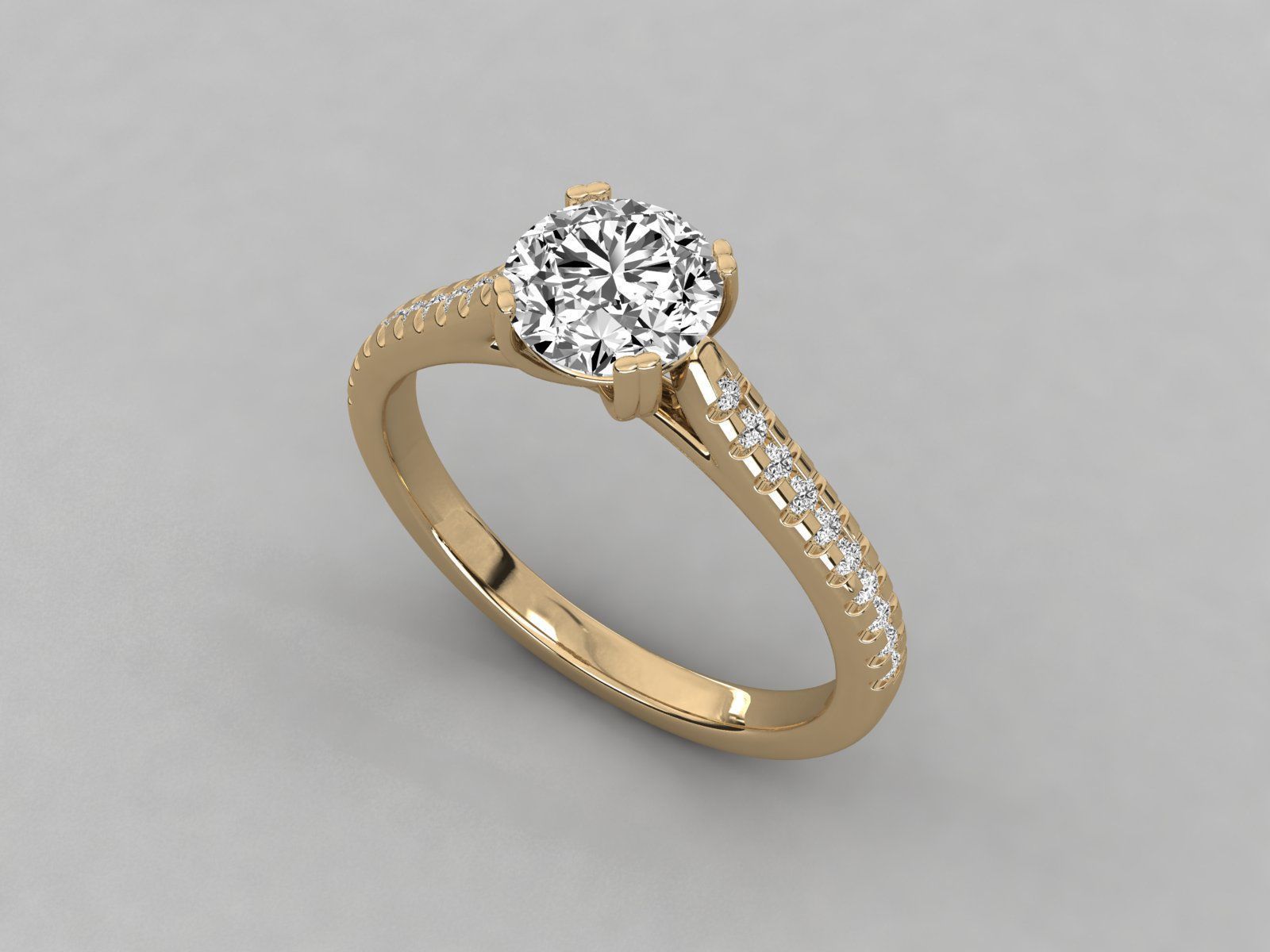 solitaire engagement ring  3D print model_10
