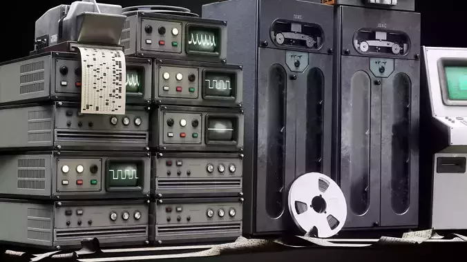 Old mainframe pc Low-poly 3D model