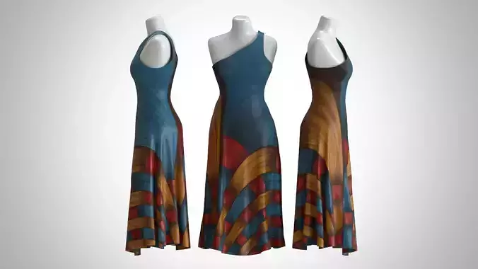 Woman Dress 2 Colorful Waves