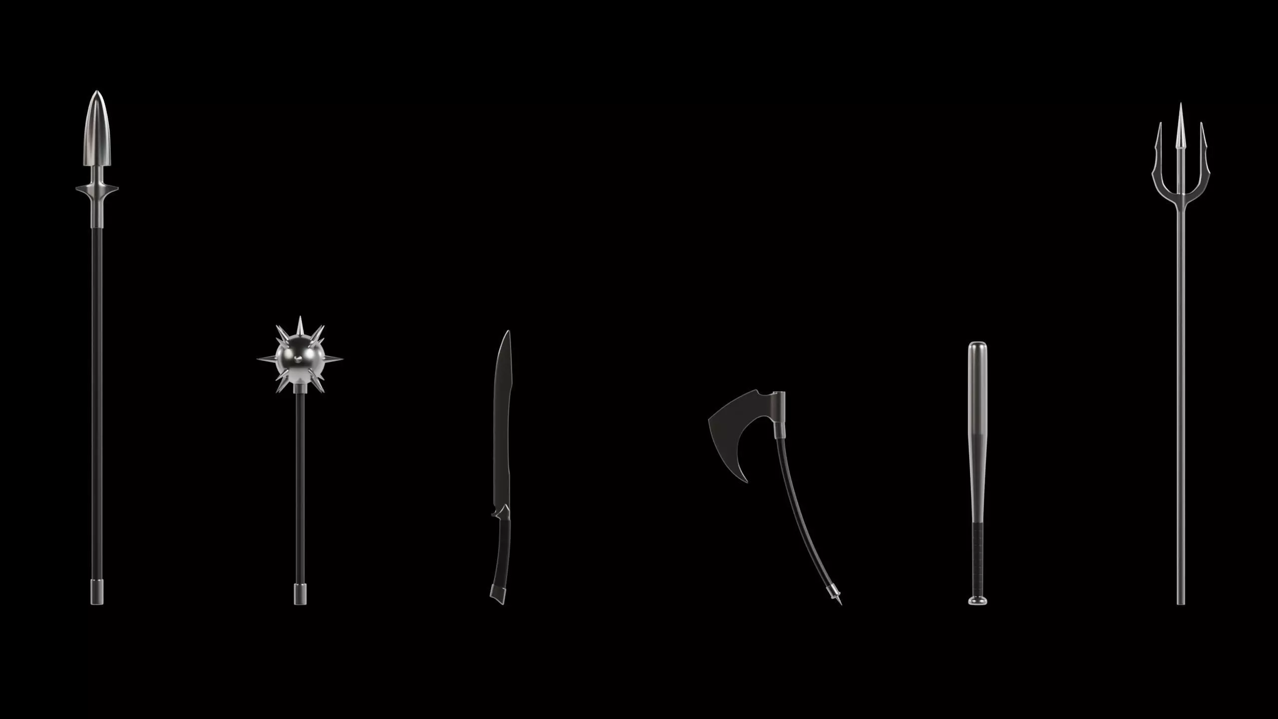 6 Weapons Pack Low-poly 3D model_0