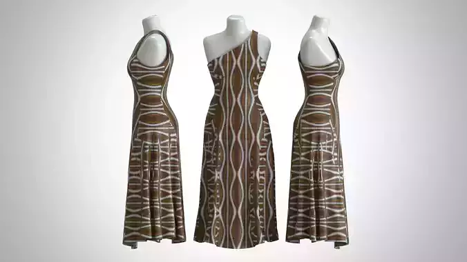 Woman Dress 2 Orange Dark Wavy