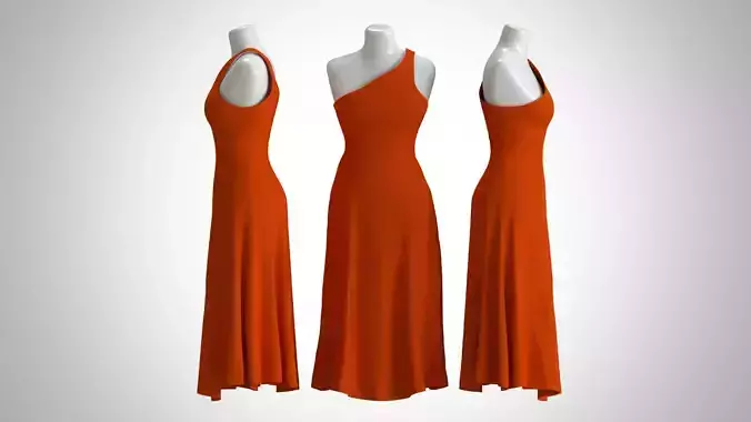 Woman Dress 2 Orange Fabric 2